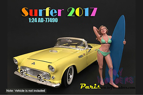 American Diorama Figurine - Surfer 2017 Paris Figure w/ Surfboard (1/24 scale, Green) 77490