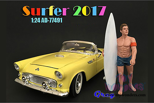 American Diorama Figurine - Surfer 2017 Greg Figure w/ Surfboard (1/24 scale, Blue) 77491