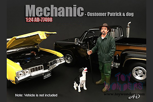 American Diorama Figurine - Mechanic | Customer Patrick and Dog (1/24 scale, Green) 77498
