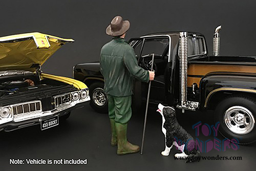 American Diorama Figurine - Mechanic | Customer Patrick and Dog (1/24 scale, Green) 77498