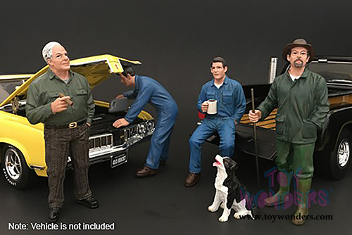 American Diorama Figurine - Mechanic | Customer Patrick and Dog (1/24 scale, Green) 77498