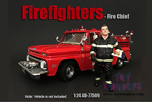 American Diorama Figurine - Firefighter | Fire Chief (1/24 scale, Black/Yellow) 77509