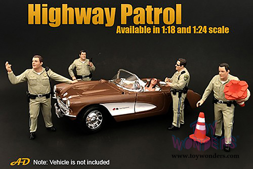 American Diorama Figurine - Highway Patrol | Talking on Radio (1/24 scale, Beige) 77516