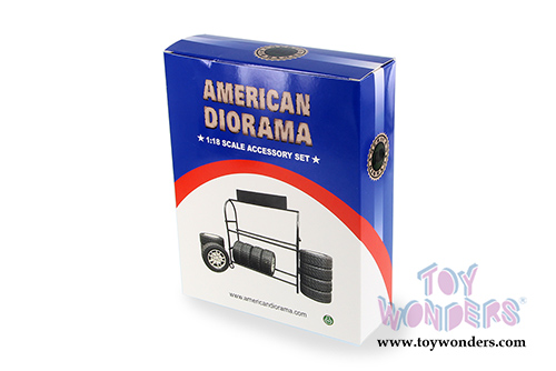 American Diorama Accessories - Metal Tire Rack (1/18 scale, Black) 77518