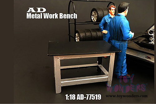 American Diorama Accessories - Metal Work Bench (1/18 scale, Silver/Black) 77519