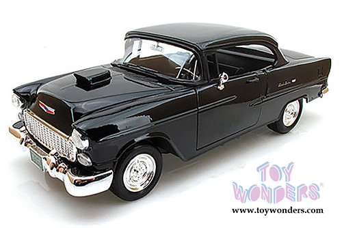 Motormax Timeless Classics - Chevy Bel with Hood Scoop Hard Top (1955, 1/18 scale diecast model car, Black) 79001TC/BK