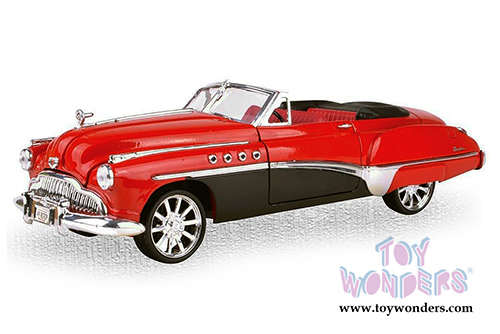 Motormax - Custom Classics - Buick Roadmaster Convertible (1949, 1/18 scale diecast model car, Black with Red) 79004BK