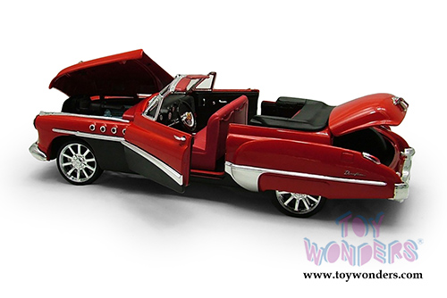Motormax - Custom Classics - Buick Roadmaster Convertible (1949, 1/18 scale diecast model car, Black with Red) 79004BK