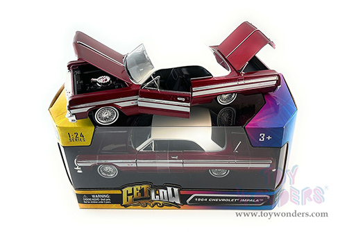 Motormax Get Low - Chevrolet&reg; Impala (1964, 1/24 scale diecast model car, Burgundy/White) 79021WLBG