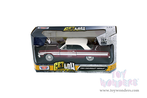 Motormax Get Low - Chevrolet&reg; Impala (1964, 1/24 scale diecast model car, Burgundy/White) 79021WLBG