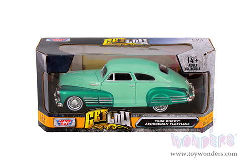 Motormax Get Low - Chevrolet® Aerosedan Fleetline Lowrider (1948, 1/24 scale diecast model car, Green) 79027WLGN