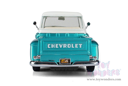 Motormax Get Low - Chevrolet® 3100 Stepside™ Pickup Truck (1957, 1/24 scale diecast model car, Turquoise/White) 79032WL