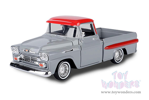 Motormax Get Low - Chevrolet® Apache™ Fleetside™ Pickup (1958, 1/24 scale diecast model car, Gray/Red) 79033WL