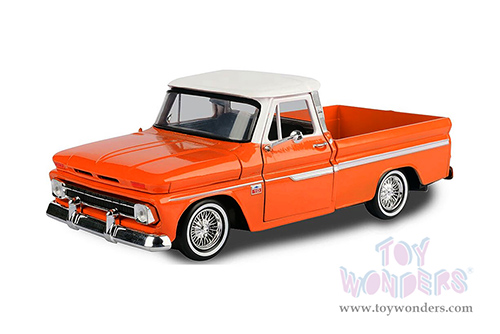 Motormax Get Low - Chevrolet® C10 Fleetside™ Pickup Truck (1966, 1/24 scale diecast model car, Orange/White) 79034WLOR