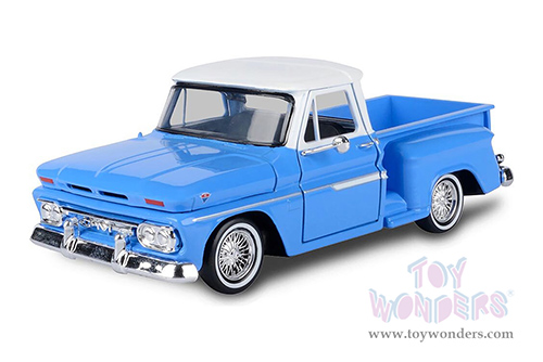 Motormax Get Low - GMC C1000 Fenderside Pickup Truck (1966, 1/24 scale diecast model car, Blue/White) 79035WL