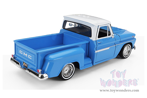 Motormax Get Low - GMC C1000 Fenderside Pickup Truck (1966, 1/24 scale diecast model car, Blue/White) 79035WL
