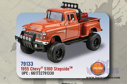 Motormax Off Road - Chevy 5100 Stepside™ Pickup Truck (1955, 1/24 scale diecast model car, Orange) 79133OR