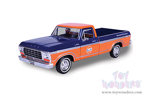 Showcasts Collectibles - Ford F-150 Custom Pickup (1979, 1/24 scale diecast model car, Dark Blue/Orange) 79346AC/OR
