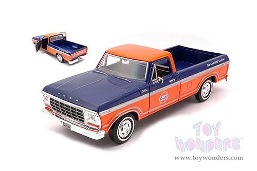 Showcasts Collectibles - Ford F-150 Custom Pickup (1979, 1/24 scale diecast model car, Dark Blue/Orange) 79346AC/OR