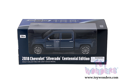 Motormax - Chevrolet&reg; Silverado&trade; Pickup Truck Centennial Edition (2018, 1/27 scale diecast model car, Blue) 79353BU