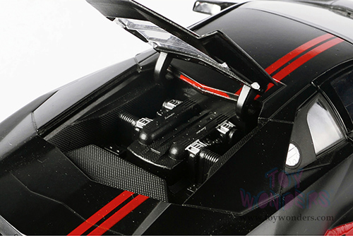 Motormax GT Racing - Lamborghini Reventón Hardtop (1/24 scale diecast model car, Matte Black w/Red stripes) 79509BKR
