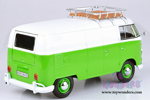 Motormax - Volkswagen Type 2 (T1) Delivery Van with Roof Rack (1/24 scale diecast model car, Green/White) 79551WTGRN