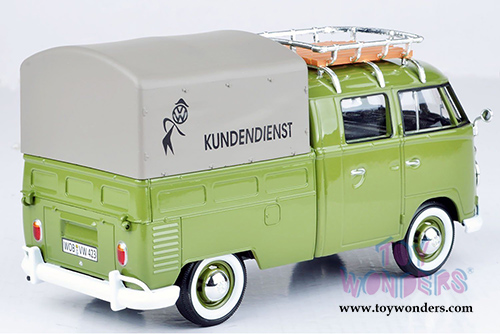 Motormax - Volkswagen Type 2 (T1) Delivery Van with Roof Rack and Tarpaulin Cover (1/24 scale diecast model car, Green) 79554GRN