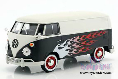 Motormax - Volkswagen Type 2 (T1) Delivery Van Hot Rod (1/24 scale diecast model car, Black/White) 79566W