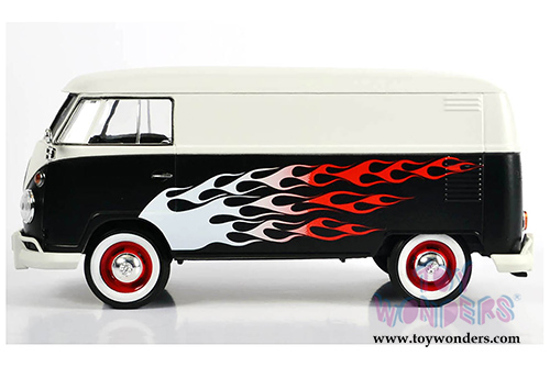 Motormax - Volkswagen Type 2 (T1) Delivery Van Hot Rod (1/24 scale diecast model car, Black/White) 79566W