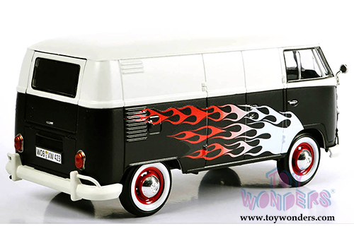 Motormax - Volkswagen Type 2 (T1) Delivery Van Hot Rod (1/24 scale diecast model car, Black/White) 79566W