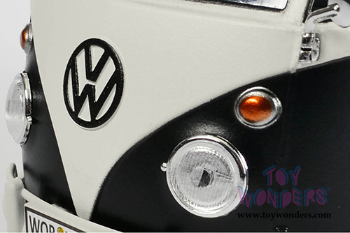 Motormax - Volkswagen Type 2 (T1) Delivery Van Hot Rod (1/24 scale diecast model car, Black/White) 79566W