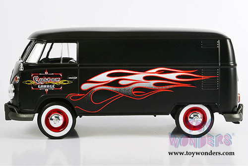 Motormax - Volkswagen Type 2 (T1) Delivery Van Custom Garage (1/24 scale diecast model car, Matte Black) 79567