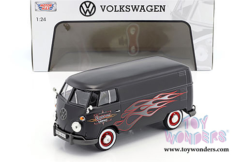 Motormax - Volkswagen Type 2 (T1) Delivery Van Custom Garage (1/24 scale diecast model car, Matte Black) 79567