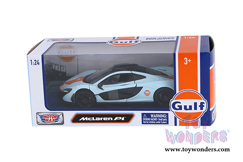 Motormax - McLaren P1&trade; Gulf Oil (1/24 scale die cast model car, Light Blue/Orange) 79642
