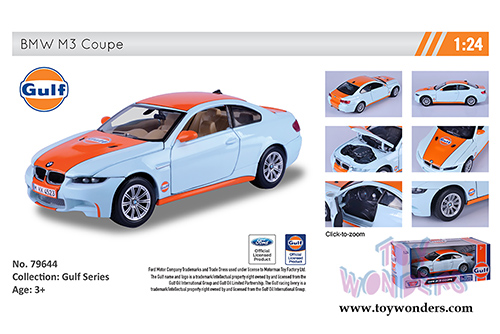 Motormax - BMW M3 Coupe Gulf Oil (1/24 scale die cast model car, Light Blue/Orange) 79644
