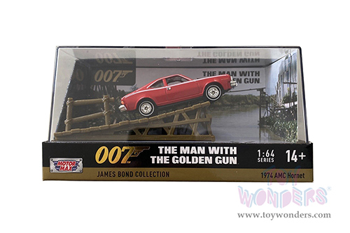 Motormax Dioramas - AMC Hornet James Bond 007 "The Man with the Golden Gun" (1974, 1/64 scale diecast model car, Red with White Stripes) 79822