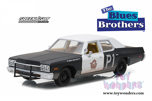 Greenlight Hollywood - Dodge Monaco Bluesmobile "The Blues Brothers" Movie (1974, 1/24 scale diecast model car, Black/White) 84011