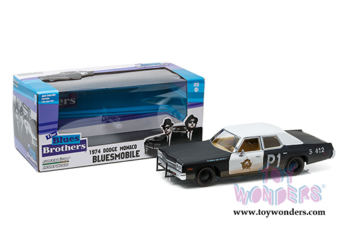 Greenlight Hollywood - Dodge Monaco Bluesmobile "The Blues Brothers" Movie (1974, 1/24 scale diecast model car, Black/White) 84011