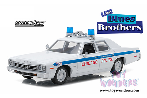 Greenlight Hollywood - Dodge Monaco Chicago Police Department The Blues Brothers" Movie (1975, 1/24 scale diecast model car, White/Blue) 84012