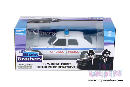 Greenlight Hollywood - Dodge Monaco Chicago Police Department The Blues Brothers" Movie (1975, 1/24 scale diecast model car, White/Blue) 84012
