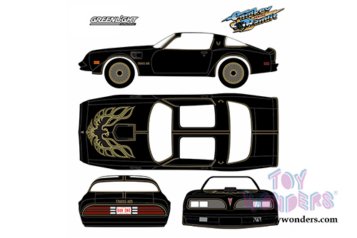 Greenlight Hollywood - Pontiac Firebird Trans Am - Smokey and the Bandit movie T Top (1977, 1/24 scale diecast model car, Black/Gold) 84013