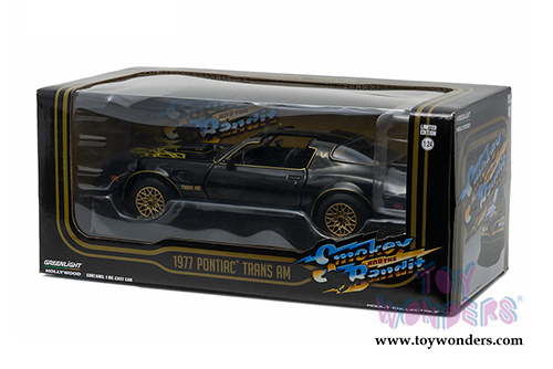 Greenlight Hollywood - Pontiac Firebird Trans Am - Smokey and the Bandit movie T Top (1977, 1/24 scale diecast model car, Black/Gold) 84013