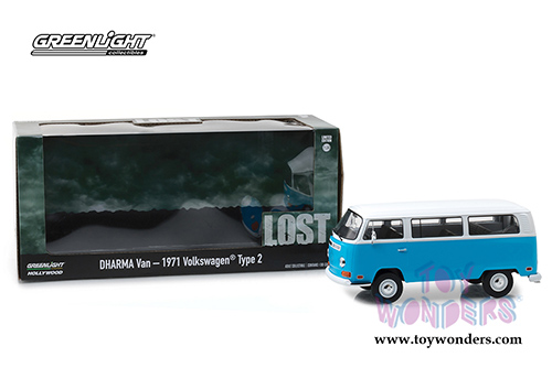 Greenlight Hollywood - LOST Dharma van Volkswagen&reg; Type 2 (1971, 1/24 scale diecast model car, Blue/White) 84033