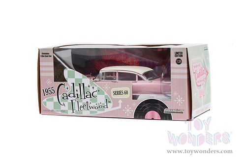Greenlight - Cadillac Fleetwood Series 60 (1955, 1/24 scale diecast model car, Pink/White) 84098