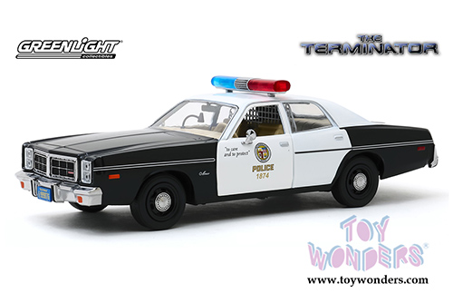 Greenlight Hollywood - Dodge Monaco Metropolitan Police "The Terminator" (1984) Movie (1977, 1/24 scale diecast model car, Black/White) 84101