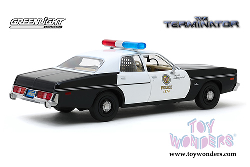 Greenlight Hollywood - Dodge Monaco Metropolitan Police "The Terminator" (1984) Movie (1977, 1/24 scale diecast model car, Black/White) 84101