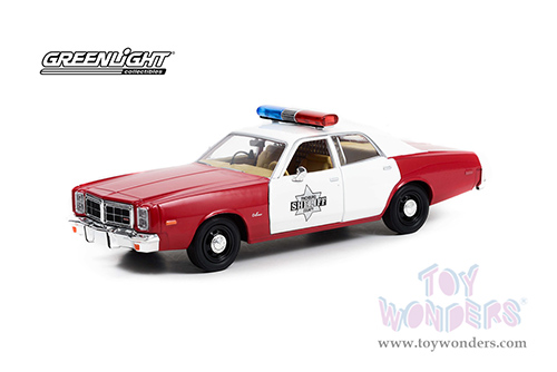 Greenlight - Dodge Monaco Finchburg County Sheriff (1977, 1/24 scale diecast model car, Red/White) 84106