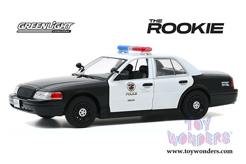 Greenlight Hollywood - Ford Crown Victoria Police Interceptor Los Angeles Police Department - The Rookie (2008-Current TV Series) (2008, 1/24 scale diecast model car, Black/White) 84111