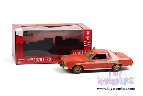 Greenlight Hollywood - Starsky & Hutch Ford Gran Torino Weathered version (1976, 1/24 scale diecast model car, Red) 84121
