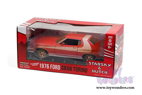 Greenlight Hollywood - Starsky & Hutch Ford Gran Torino Weathered version (1976, 1/24 scale diecast model car, Red) 84121